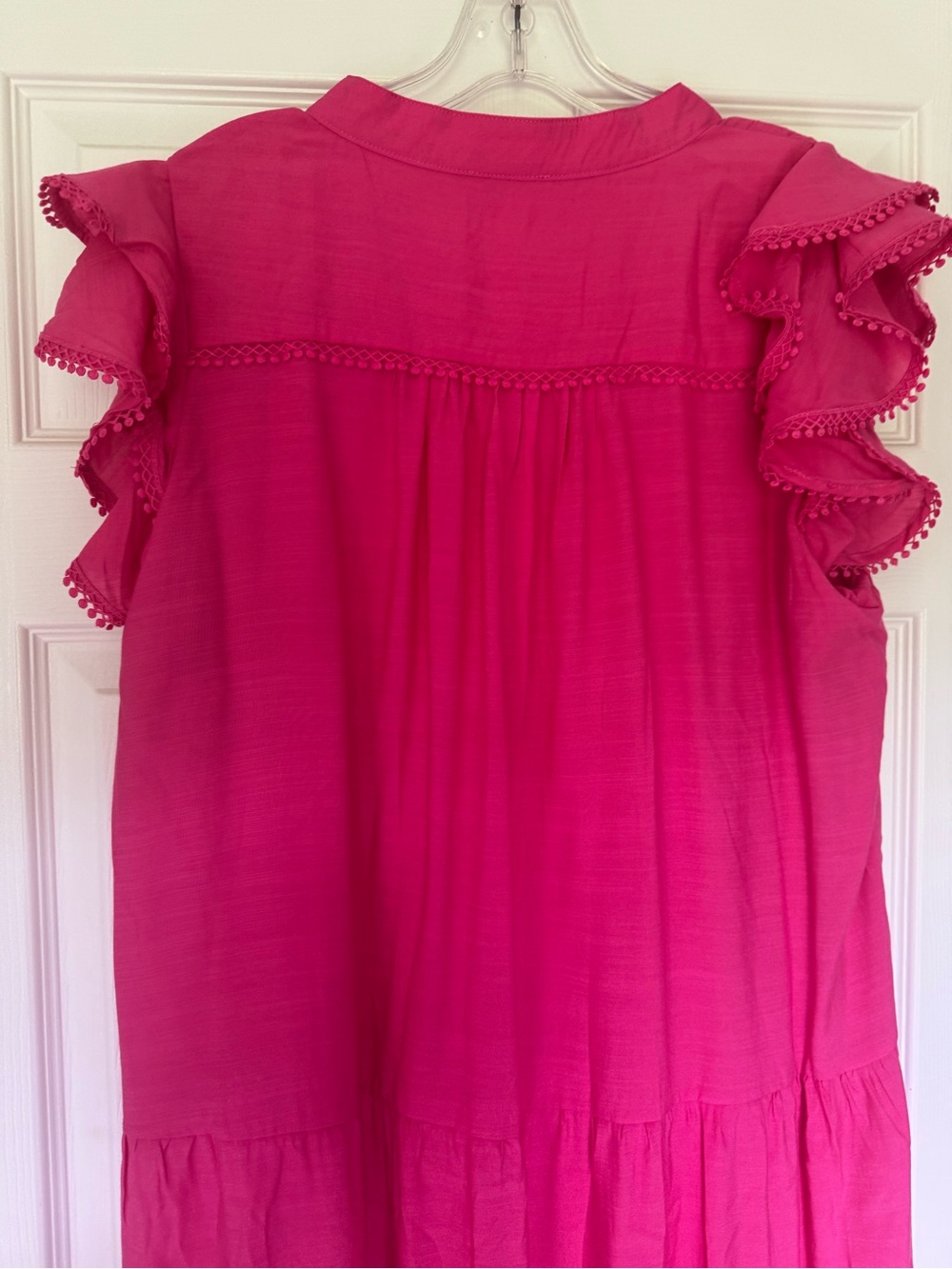 Umgee Hot Pink Ruffled Tiered Midi Dress - Picture 6 of 9